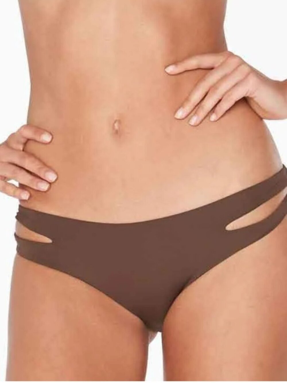L Space Sensual Solids Estella Classic Hipster Bottom Swimsuit Brown Size L NWT